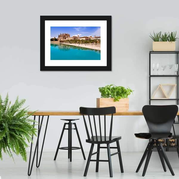 Majorca La Seu Cathedral Canvas Wall Art-5 Horizontal-Gallery Wrap-22" x 12"-Tiaracle