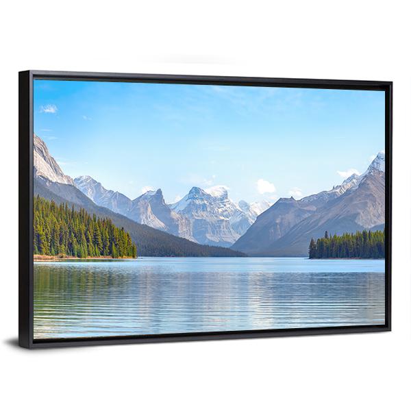 Maligne Lake Canada Canvas Wall Art-1 Piece-Floating Frame-24" x 16"-Tiaracle