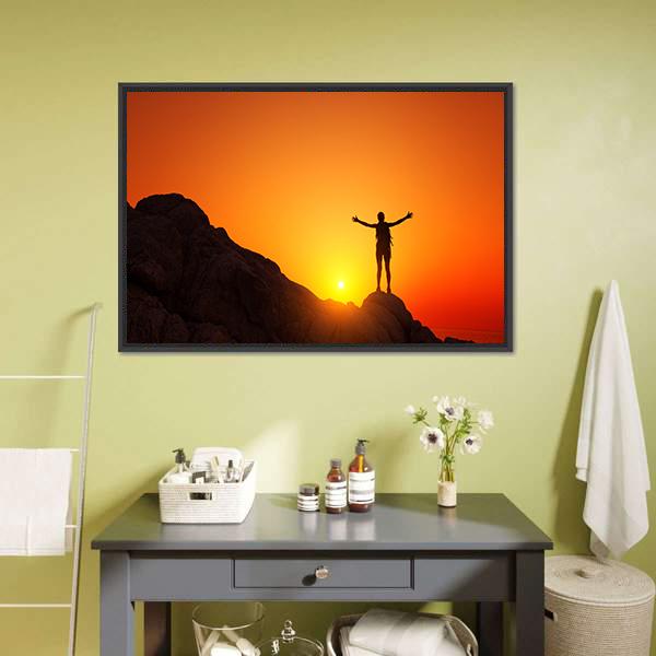 Man Celebrating Success Canvas Wall Art-1 Piece-Floating Frame-24" x 16"-Tiaracle