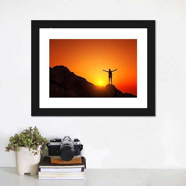 Man Celebrating Success Canvas Wall Art-1 Piece-Framed Print-20" x 16"-Tiaracle