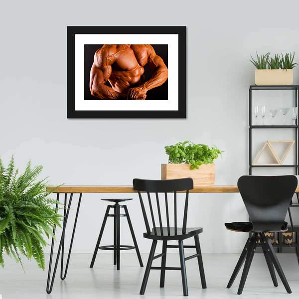 Man Showing Muscles Canvas Wall Art-3 Horizontal-Gallery Wrap-25" x 16"-Tiaracle