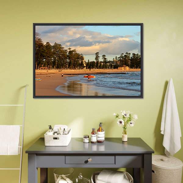 Manly Beach Sydney Canvas Wall Art-3 Horizontal-Gallery Wrap-25" x 16"-Tiaracle