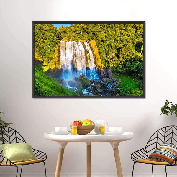 Marokopa Falls Canvas Wall Art-3 Horizontal-Gallery Wrap-25" x 16"-Tiaracle