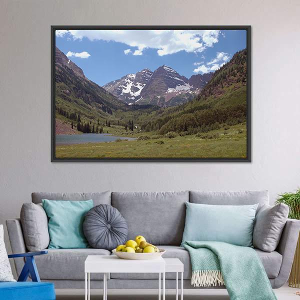 Maroon Bells Colorado Canvas Wall Art-3 Horizontal-Gallery Wrap-25" x 16"-Tiaracle