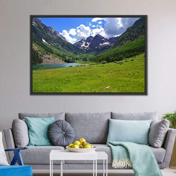 Maroon Bells In Aspen Canvas Wall Art-3 Horizontal-Gallery Wrap-25" x 16"-Tiaracle