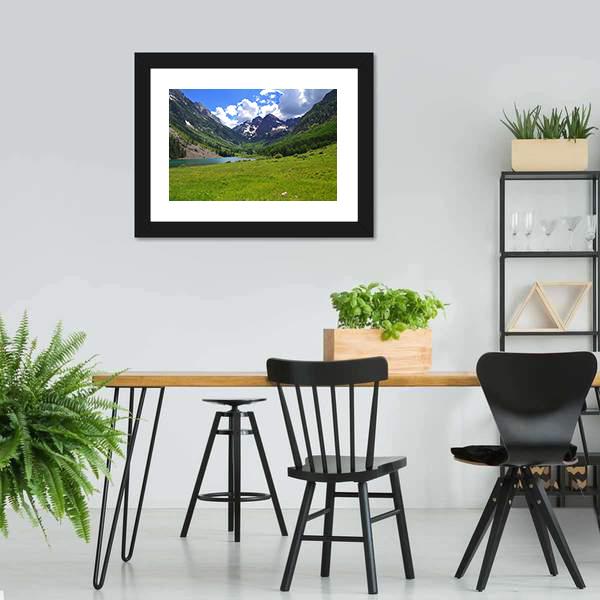Maroon Bells In Aspen Canvas Wall Art-3 Horizontal-Gallery Wrap-25" x 16"-Tiaracle
