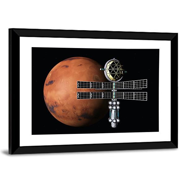 Mars With Space Probe Canvas Wall Art-5 Horizontal-Gallery Wrap-22" x 12"-Tiaracle