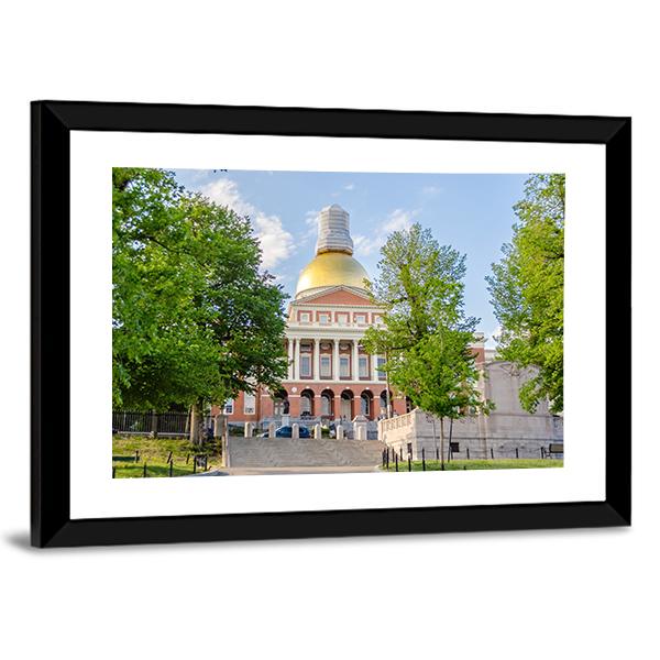 Massachusetts State House Canvas Wall Art-1 Piece-Framed Print-20" x 16"-Tiaracle