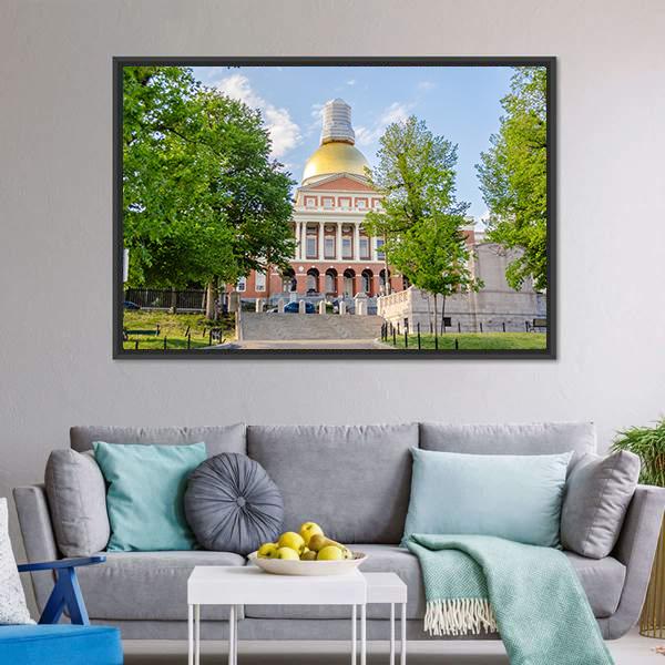 Massachusetts State House Canvas Wall Art-3 Horizontal-Gallery Wrap-25" x 16"-Tiaracle