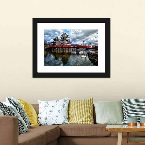 Matsumoto Castle Canvas Wall Art-1 Piece-Framed Print-20" x 16"-Tiaracle