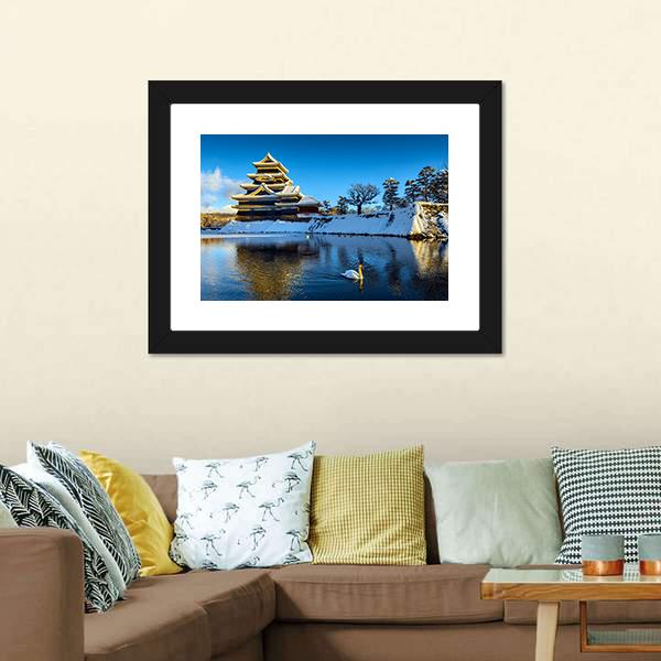 Matsumoto Castle In Winter Canvas Wall Art-3 Horizontal-Gallery Wrap-25" x 16"-Tiaracle