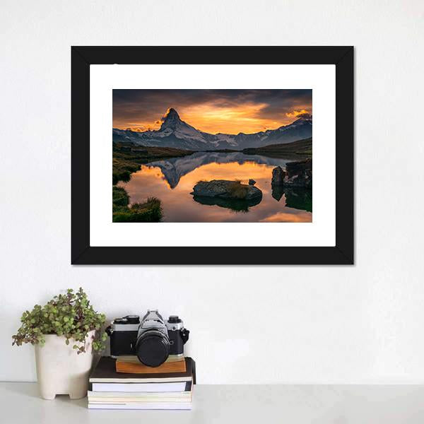 Matterhorn At Sunset Canvas Wall Art-5 Horizontal-Gallery Wrap-22" x 12"-Tiaracle