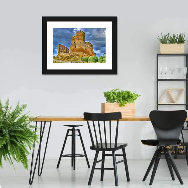 Mazzarino Medieval Castle Canvas Wall Art-1 Piece-Framed Print-20" x 16"-Tiaracle