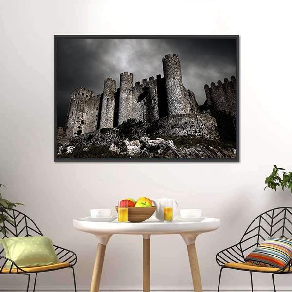 Medieval Castle At Night Canvas Wall Art-5 Horizontal-Gallery Wrap-22" x 12"-Tiaracle