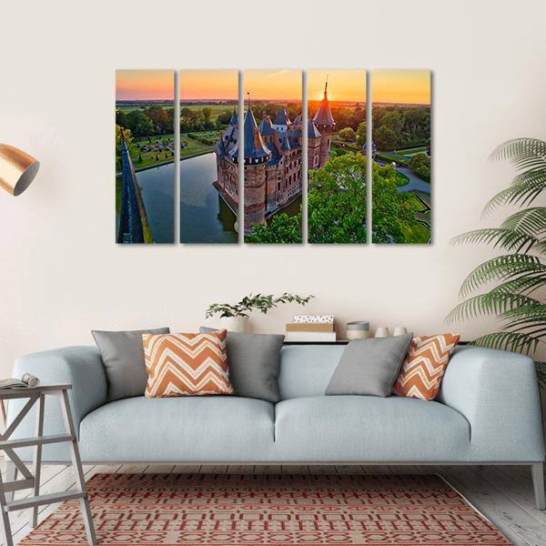 Medieval Castle In Netherlands Canvas Wall Art-5 Horizontal-Gallery Wrap-22" x 12"-Tiaracle