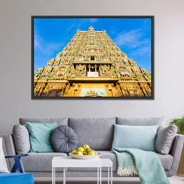 Meenakshi Amman Temple India Canvas Wall Art-5 Horizontal-Gallery Wrap-22" x 12"-Tiaracle