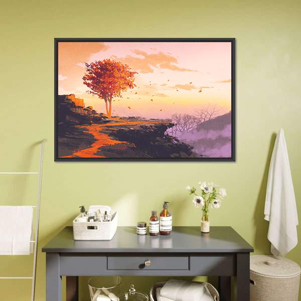 Melting Autumn Tree Canvas Wall Art-3 Horizontal-Gallery Wrap-25" x 16"-Tiaracle