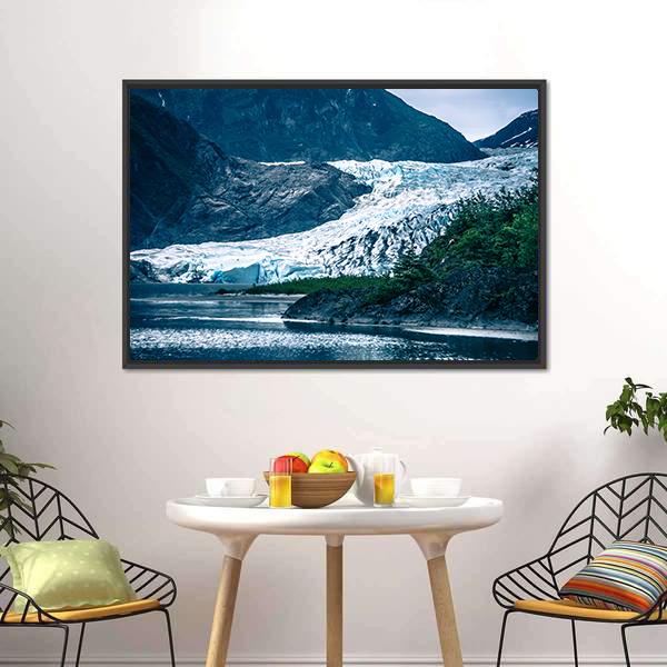 Mendenhall Glacier Alaska Canvas Wall Art-1 Piece-Floating Frame-24" x 16"-Tiaracle