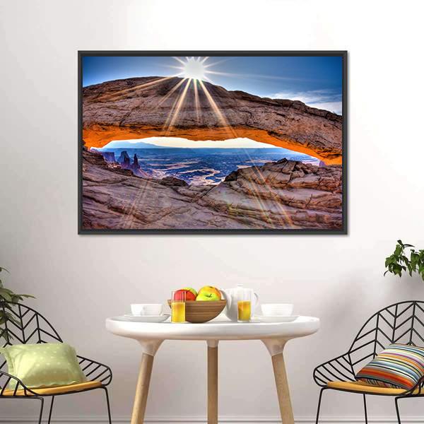 Mesa Arch At Sunrise Canvas Wall Art-1 Piece-Floating Frame-24" x 16"-Tiaracle