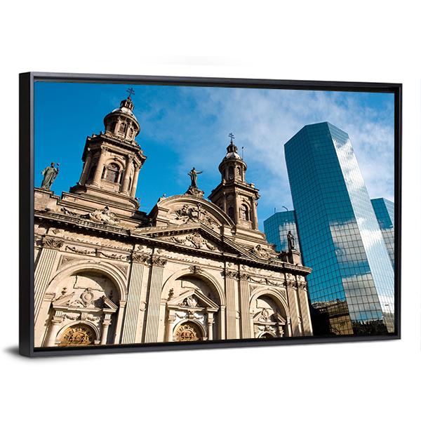 Metropolitan Cathedral In Mexico Canvas Wall Art-1 Piece-Floating Frame-24" x 16"-Tiaracle