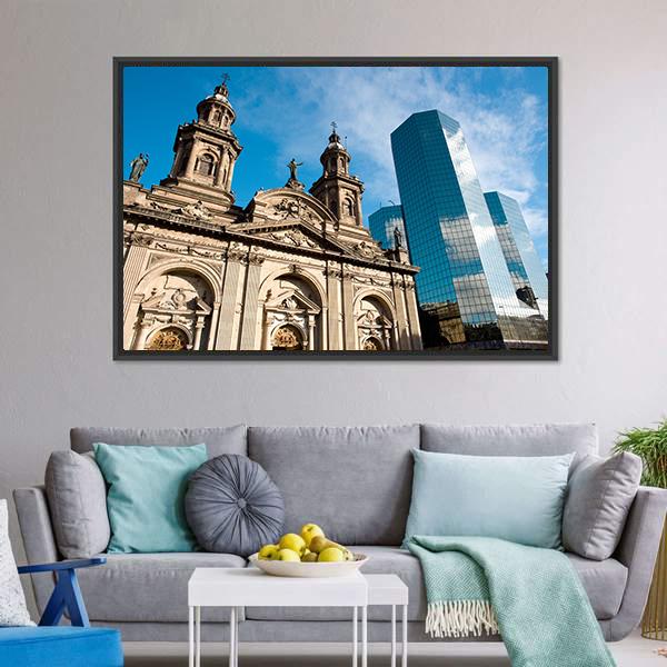 Metropolitan Cathedral In Mexico Canvas Wall Art-3 Horizontal-Gallery Wrap-25" x 16"-Tiaracle