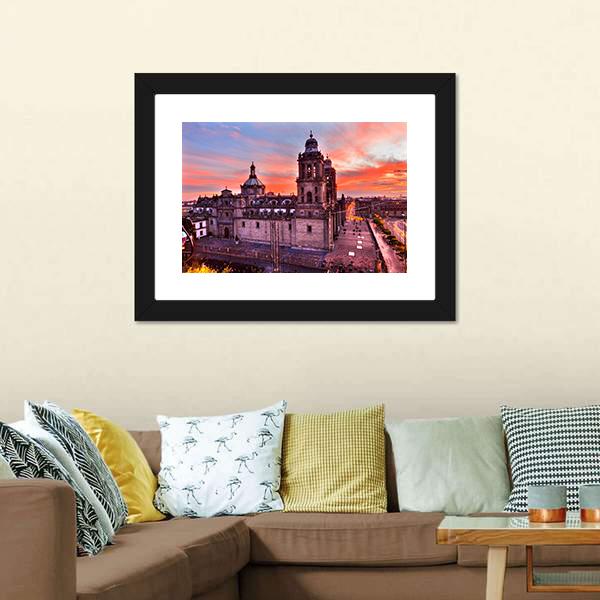 Metropolitan Cathedral Mexico Canvas Wall Art-3 Horizontal-Gallery Wrap-25" x 16"-Tiaracle
