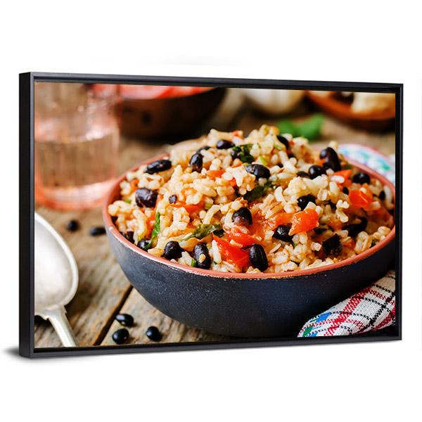 Mexican Tomato Black Beans Rice Canvas Wall Art-1 Piece-Floating Frame-24" x 16"-Tiaracle