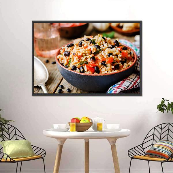 Mexican Tomato Black Beans Rice Canvas Wall Art-1 Piece-Floating Frame-24" x 16"-Tiaracle