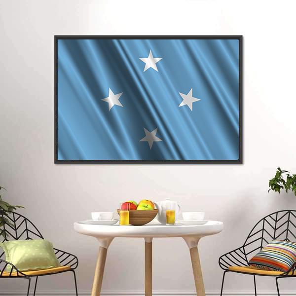 Micronesia Flag Canvas Wall Art-3 Horizontal-Gallery Wrap-25" x 16"-Tiaracle