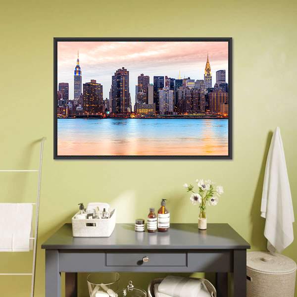 Midtown Manhattan Skyline Canvas Wall Art-3 Horizontal-Gallery Wrap-25" x 16"-Tiaracle