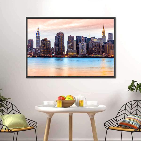 Midtown Manhattan Skyline Canvas Wall Art-3 Horizontal-Gallery Wrap-25" x 16"-Tiaracle