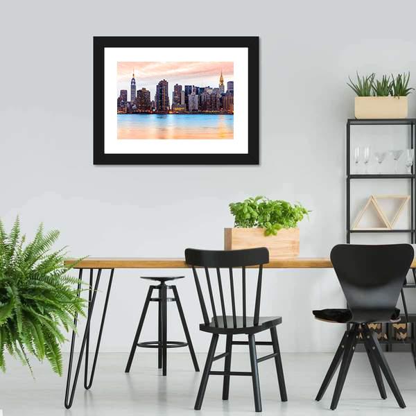 Midtown Manhattan Skyline Canvas Wall Art-3 Horizontal-Gallery Wrap-25" x 16"-Tiaracle
