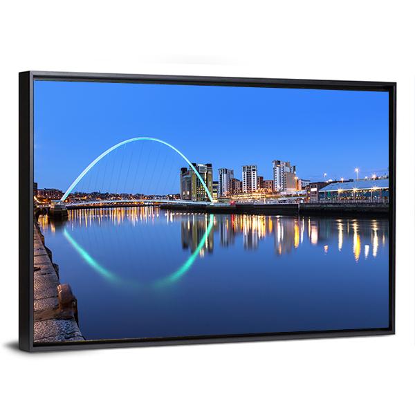 Millennium Bridge Over River Canvas Wall Art-3 Horizontal-Gallery Wrap-25" x 16"-Tiaracle