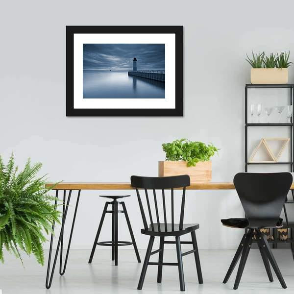 Milwaukee Lighthouse At Sunset Canvas Wall Art-3 Horizontal-Gallery Wrap-25" x 16"-Tiaracle