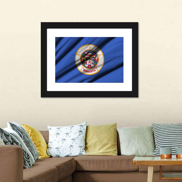 Minnesota Waving Flag Canvas Wall Art-3 Horizontal-Gallery Wrap-25" x 16"-Tiaracle