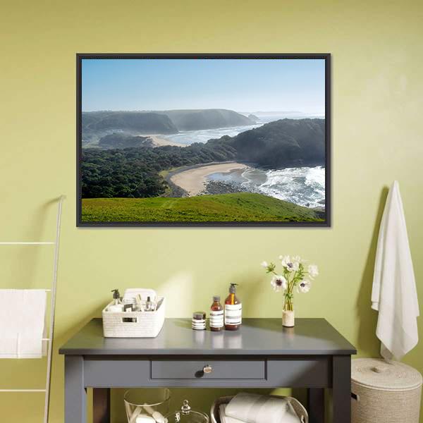 Misty Beach Canvas Wall Art-3 Horizontal-Gallery Wrap-25" x 16"-Tiaracle