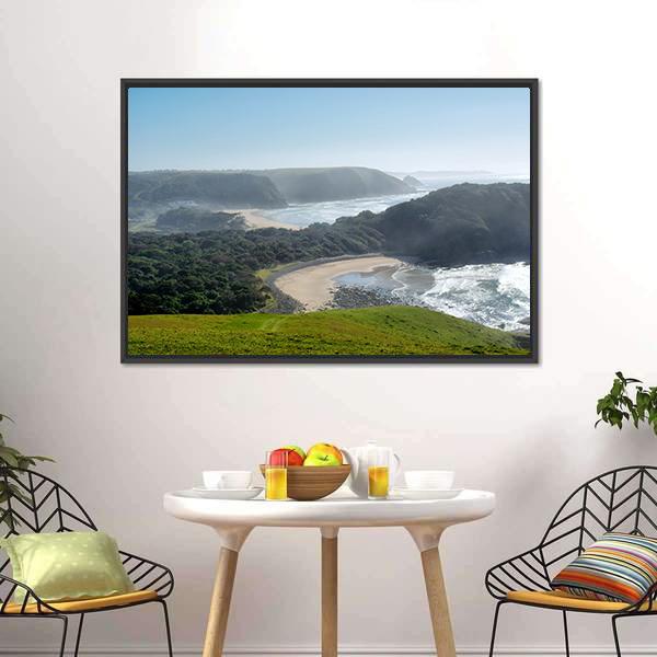 Misty Beach Canvas Wall Art-3 Horizontal-Gallery Wrap-25" x 16"-Tiaracle