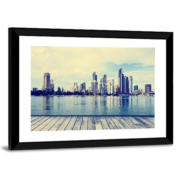 Modern Buildings Of Gold Coast Canvas Wall Art-3 Horizontal-Gallery Wrap-25" x 16"-Tiaracle