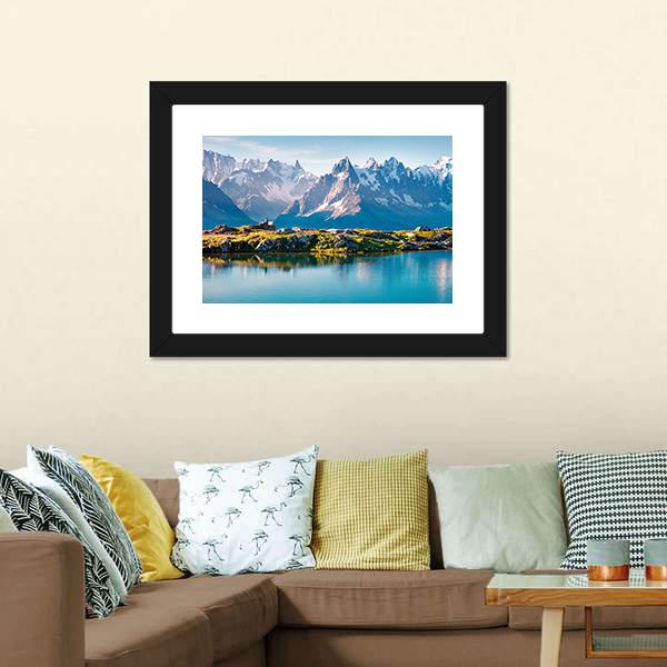 Mont Blanc With Lake Canvas Wall Art-3 Horizontal-Gallery Wrap-25" x 16"-Tiaracle