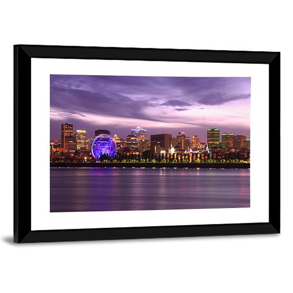 Montreal Skyline At Dusk Canvas Wall Art-3 Horizontal-Gallery Wrap-25" x 16"-Tiaracle