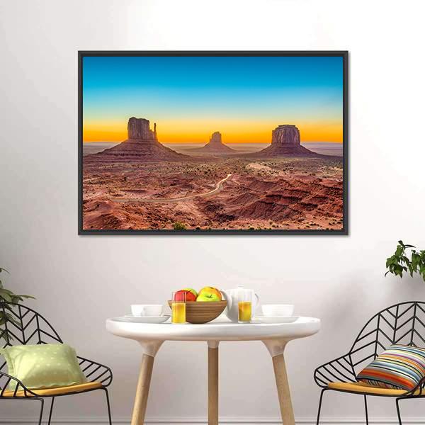 Monument Valley At Dawn Canvas Wall Art-3 Horizontal-Gallery Wrap-25" x 16"-Tiaracle