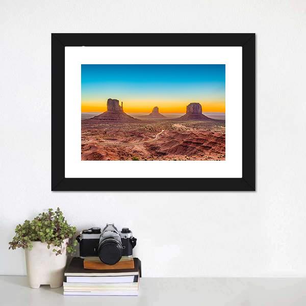 Monument Valley At Dawn Canvas Wall Art-3 Horizontal-Gallery Wrap-25" x 16"-Tiaracle