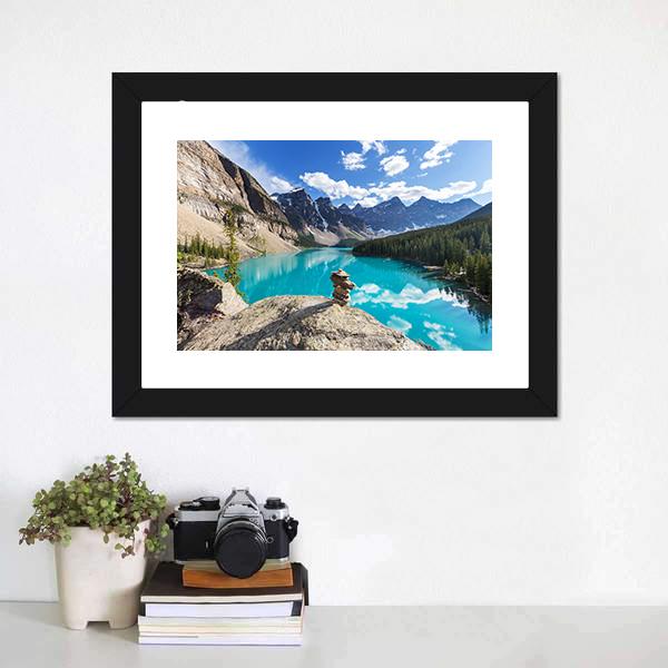 Moraine Lake Under Clouds Canvas Wall Art-3 Horizontal-Gallery Wrap-25" x 16"-Tiaracle
