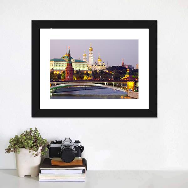 Moscow Kremlin At Dusk Canvas Wall Art-3 Horizontal-Gallery Wrap-25" x 16"-Tiaracle