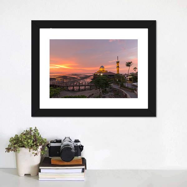 Mosque Al-Hussain Canvas Wall Art-3 Horizontal-Gallery Wrap-25" x 16"-Tiaracle