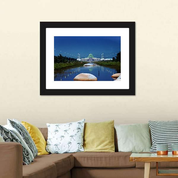 Mosque In Natuna Canvas Wall Art-3 Horizontal-Gallery Wrap-25" x 16"-Tiaracle