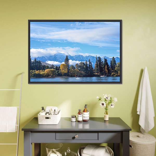 Mounatins With Lake Wakatipu Canvas Wall Art-3 Horizontal-Gallery Wrap-25" x 16"-Tiaracle