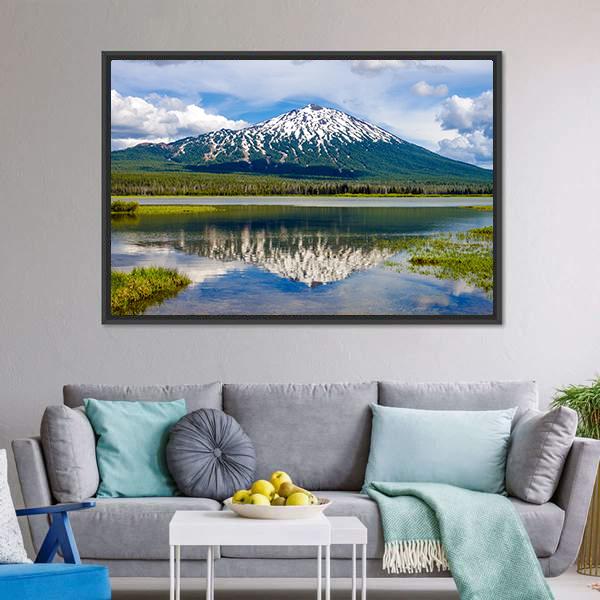 Mount Bachelor In Oregon Canvas Wall Art-3 Horizontal-Gallery Wrap-25" x 16"-Tiaracle