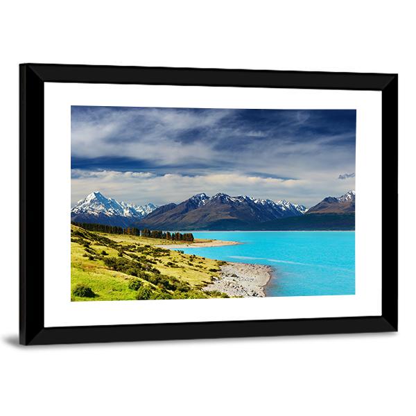Mount Cook And Pukaki Lake Canvas Wall Art-3 Horizontal-Gallery Wrap-25" x 16"-Tiaracle