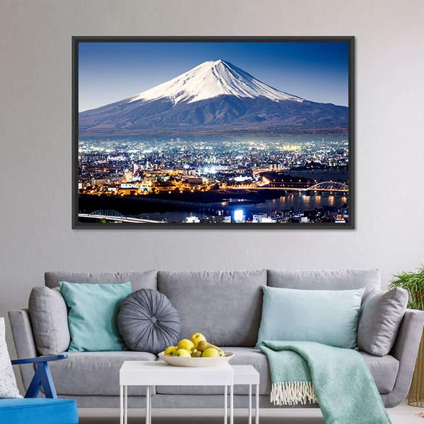 Mount Fuji From City Canvas Wall Art-3 Horizontal-Gallery Wrap-25" x 16"-Tiaracle